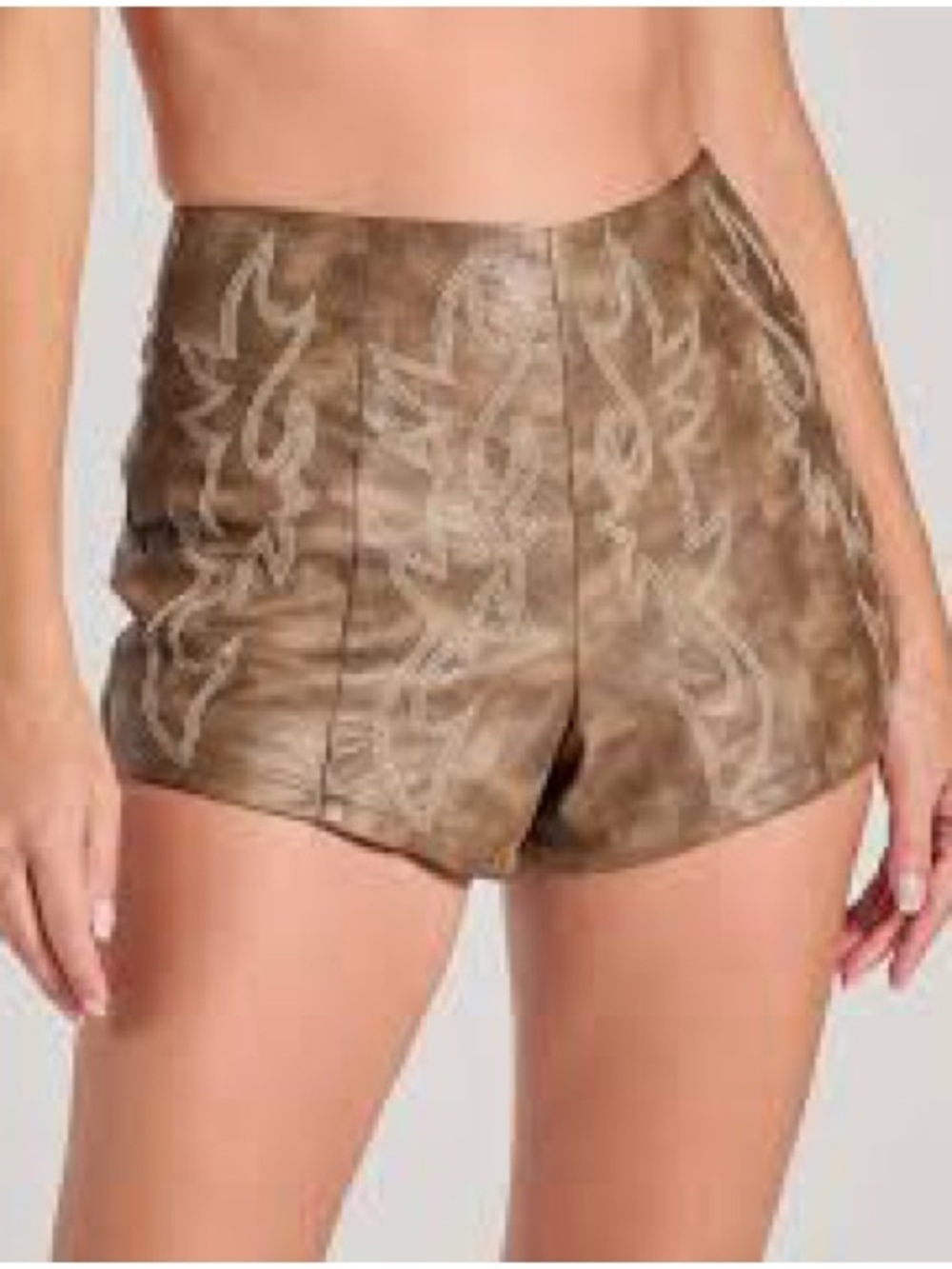 Windsor Brown Faux Leather Western Stitch Shorts S small cowboy cowgirl country